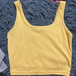 Amazon Yellow Fitted Sleeveless Crop Tank